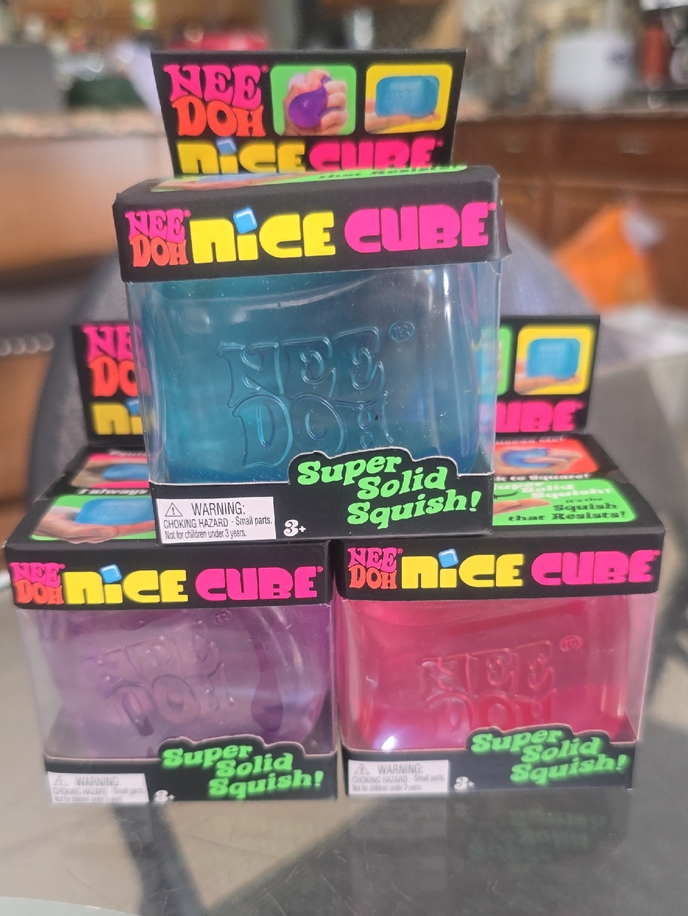 NeeDoh Nice Cube Set - Translucent Blue, Pink, Purple